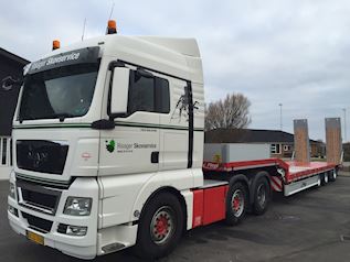 Levering af trækker og fabriksny maskintrailer til Risager Skovservice, 